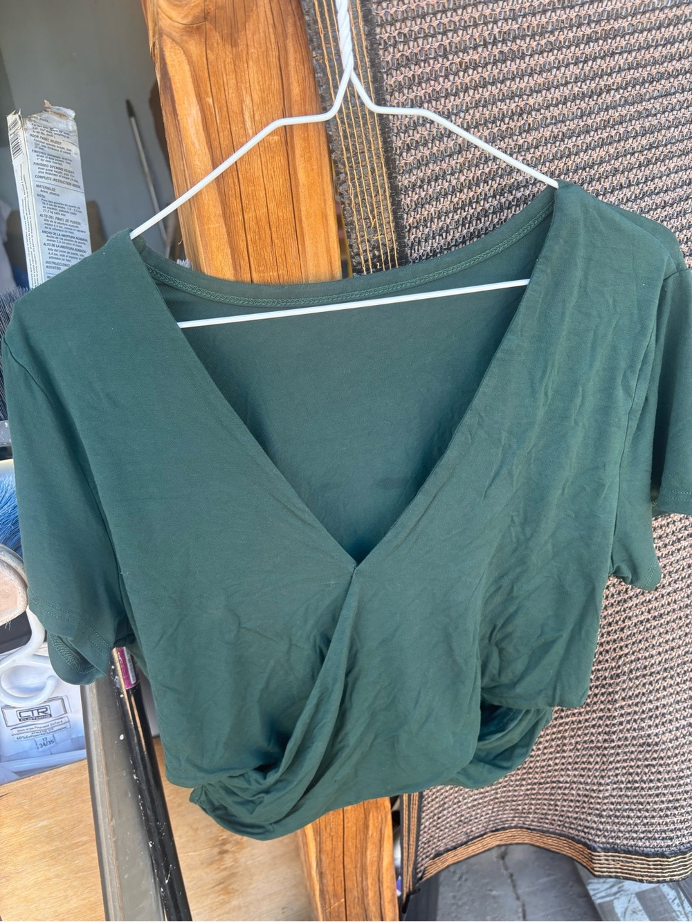 Women’s Deep Green Wrap-Front Top